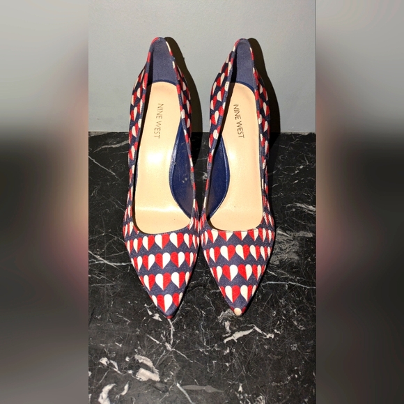 Nine West Stylish Women's Heels in Red and Blue Size 10M - Picture 3 of 11